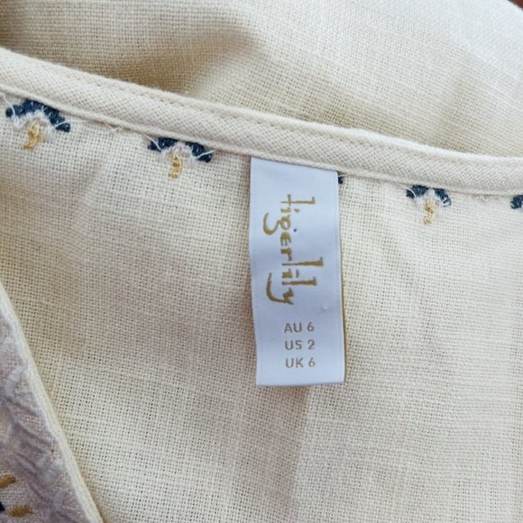 Tigerlily Womens Top Blouse Long Sleeve Embroidered Linen? Oversize Size 6 - Picture 5 of 5